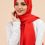 Premium Georgette - Russian Red Georgette Hijab close-up of smooth georgette fabric texture.