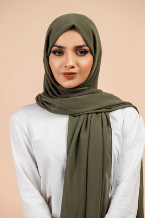 Premium Georgette - Sage Georgette Hijab close-up of smooth georgette fabric texture.