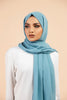 Premium Georgette - Sapphire Georgette Hijab worn by model, lightweight and flowy drape.