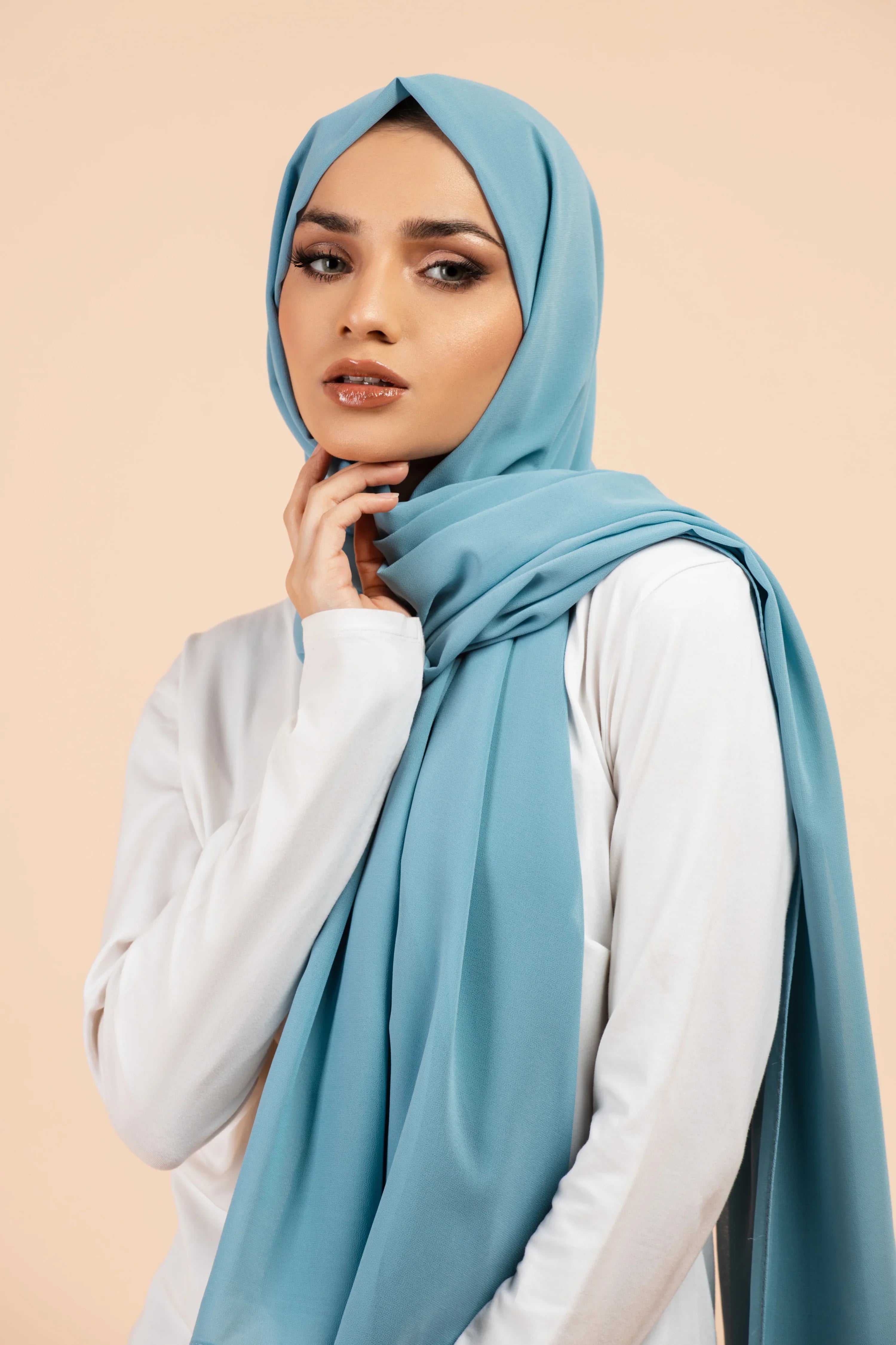 Premium Georgette - Sapphire Georgette Hijab close-up of smooth georgette fabric texture.