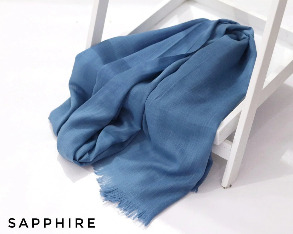 Sapphire Turkish Viscose Hijab close-up of smooth Turkish viscose texture.
