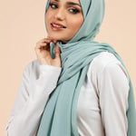 Premium Georgette - Seafoam Georgette Hijab close-up of smooth georgette fabric texture.