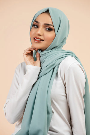 Premium Georgette - Seafoam Georgette Hijab close-up of smooth georgette fabric texture.
