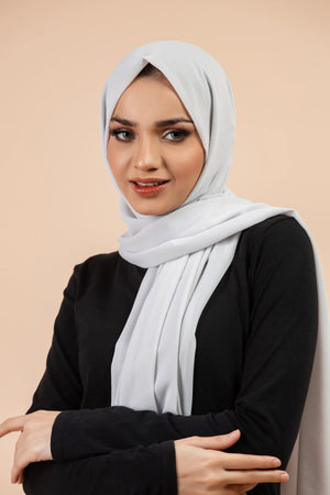 Premium Georgette - Silver Grey Georgette Hijab close-up of smooth georgette fabric texture.