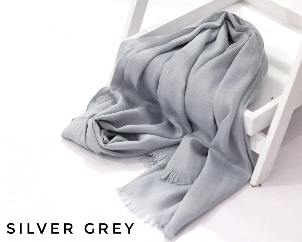 Silver Grey Turkish Viscose Hijab close-up of smooth Turkish viscose texture.