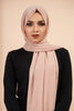Premium Georgette - Smoked Salmon Georgette Hijab worn by model, lightweight and flowy drape.