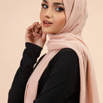 Premium Georgette - Smoked Salmon Georgette Hijab elegantly showcasing premium georgette fabric.