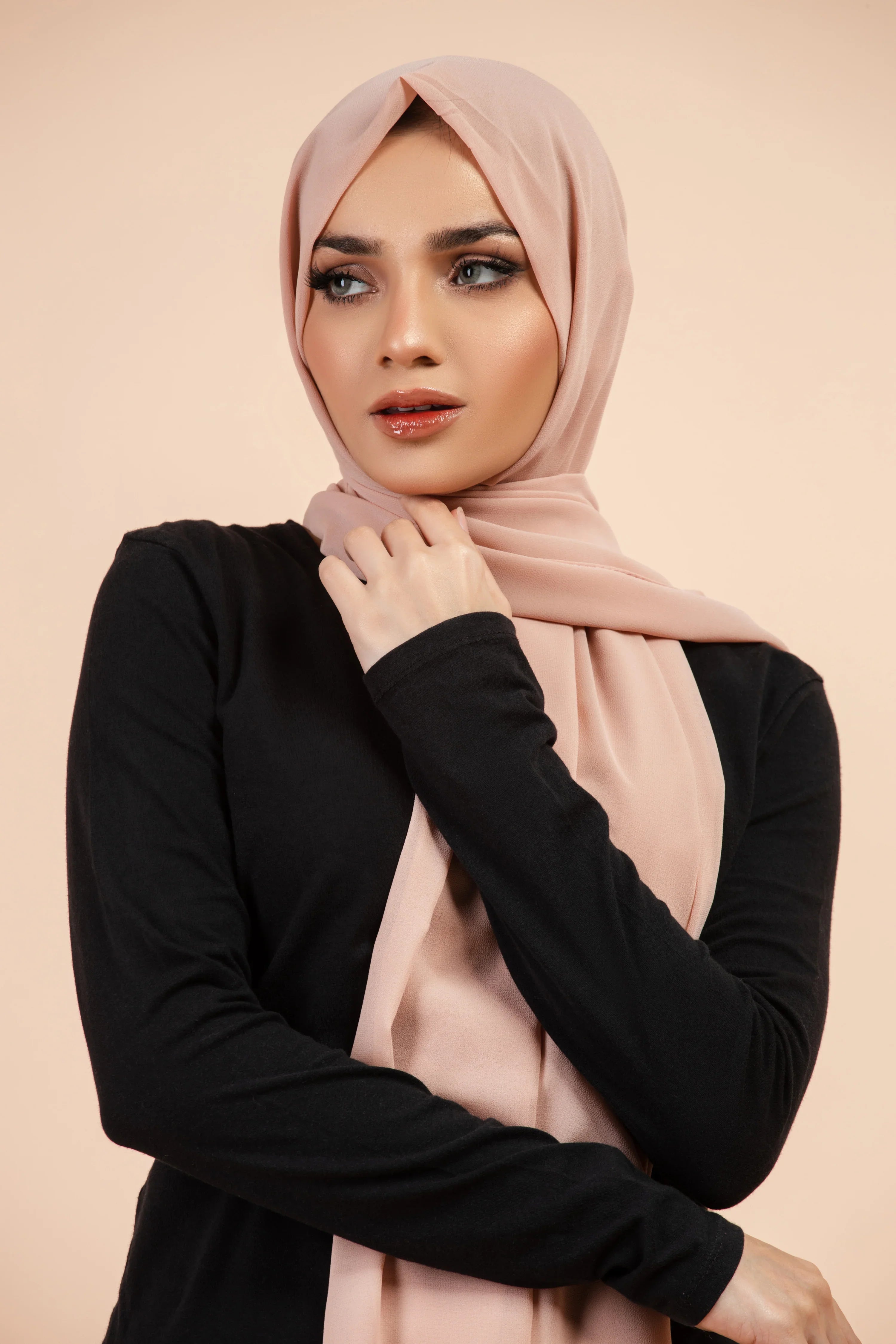 Premium Georgette - Smoked Salmon Georgette Hijab close-up of smooth georgette fabric.