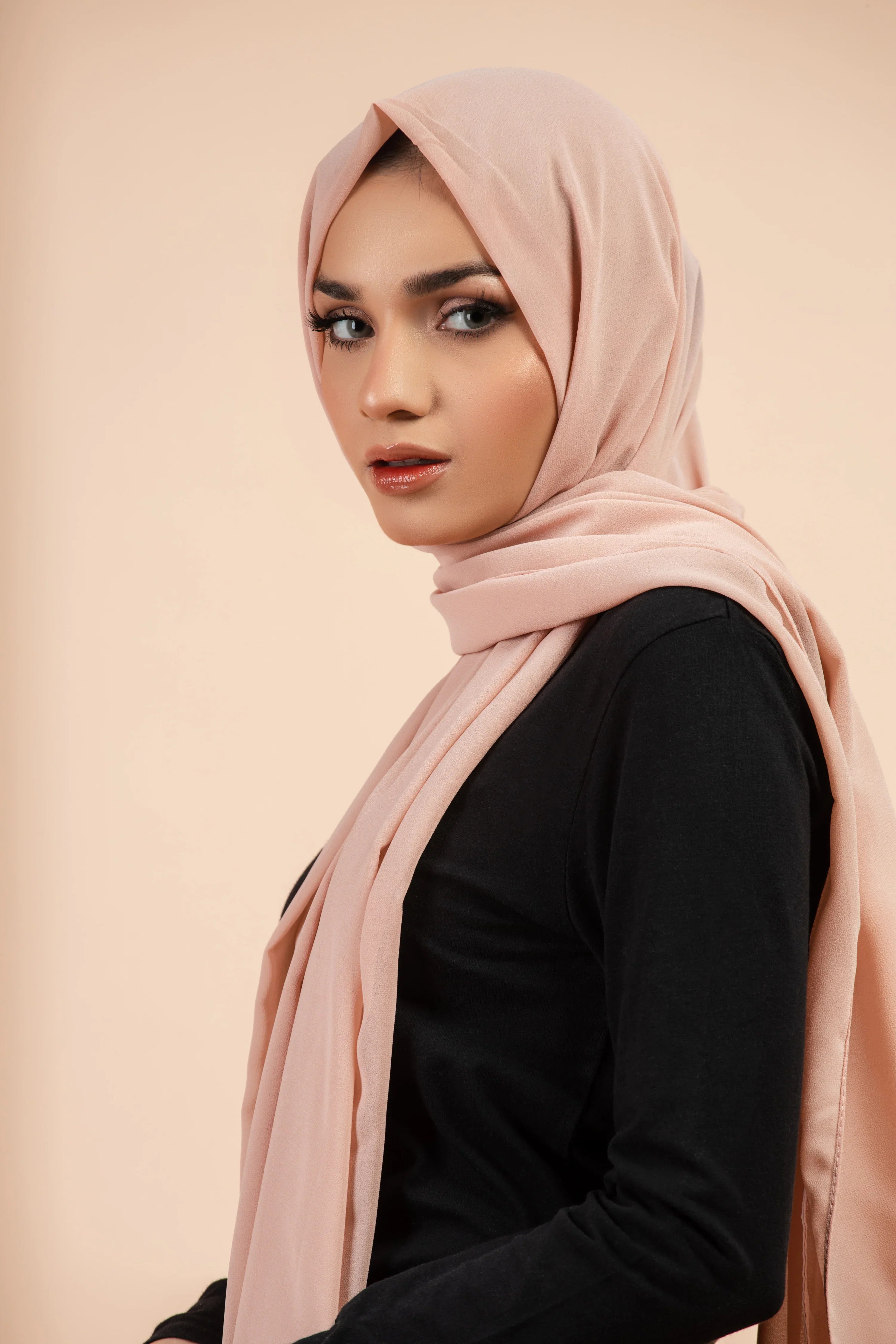 Premium Georgette - Smoked Salmon Georgette Hijab close-up of smooth georgette fabric texture.