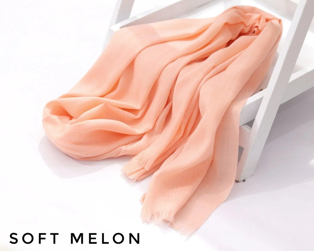 Soft Melon Turkish Viscose Hijab close-up of smooth Turkish viscose texture.