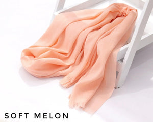 Soft Melon Turkish Viscose Hijab close-up of smooth Turkish viscose texture.