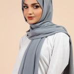 Premium Georgette - Steel Grey Georgette Hijab close-up of smooth georgette fabric texture.