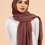 Premium Georgette - Sugarplum Georgette Hijab worn by model, lightweight and flowy drape.