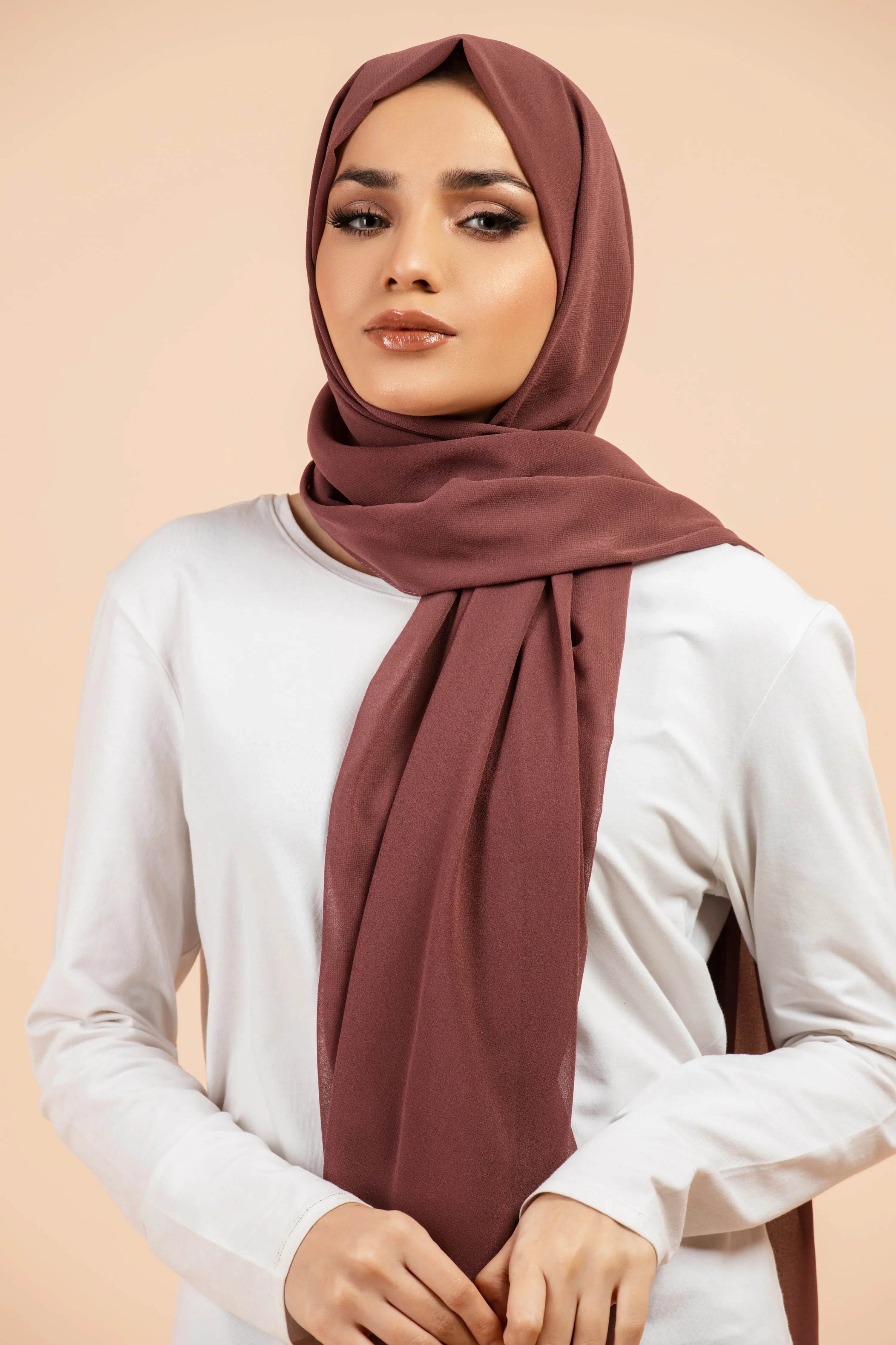 Premium Georgette - Sugarplum Georgette Hijab close-up of smooth georgette fabric texture.