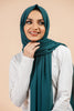 Premium Georgette - Teal Georgette Hijab worn by model, lightweight and flowy drape.