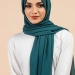Premium Georgette - Teal Georgette Hijab close-up of smooth georgette fabric texture.
