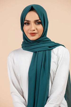 Premium Georgette - Teal Georgette Hijab close-up of smooth georgette fabric texture.
