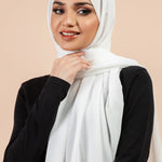Premium Georgette - White Georgette Hijab close-up of smooth georgette fabric texture.