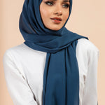 Premium Georgette - Yale Georgette Hijab worn by model, lightweight and flowy drape.