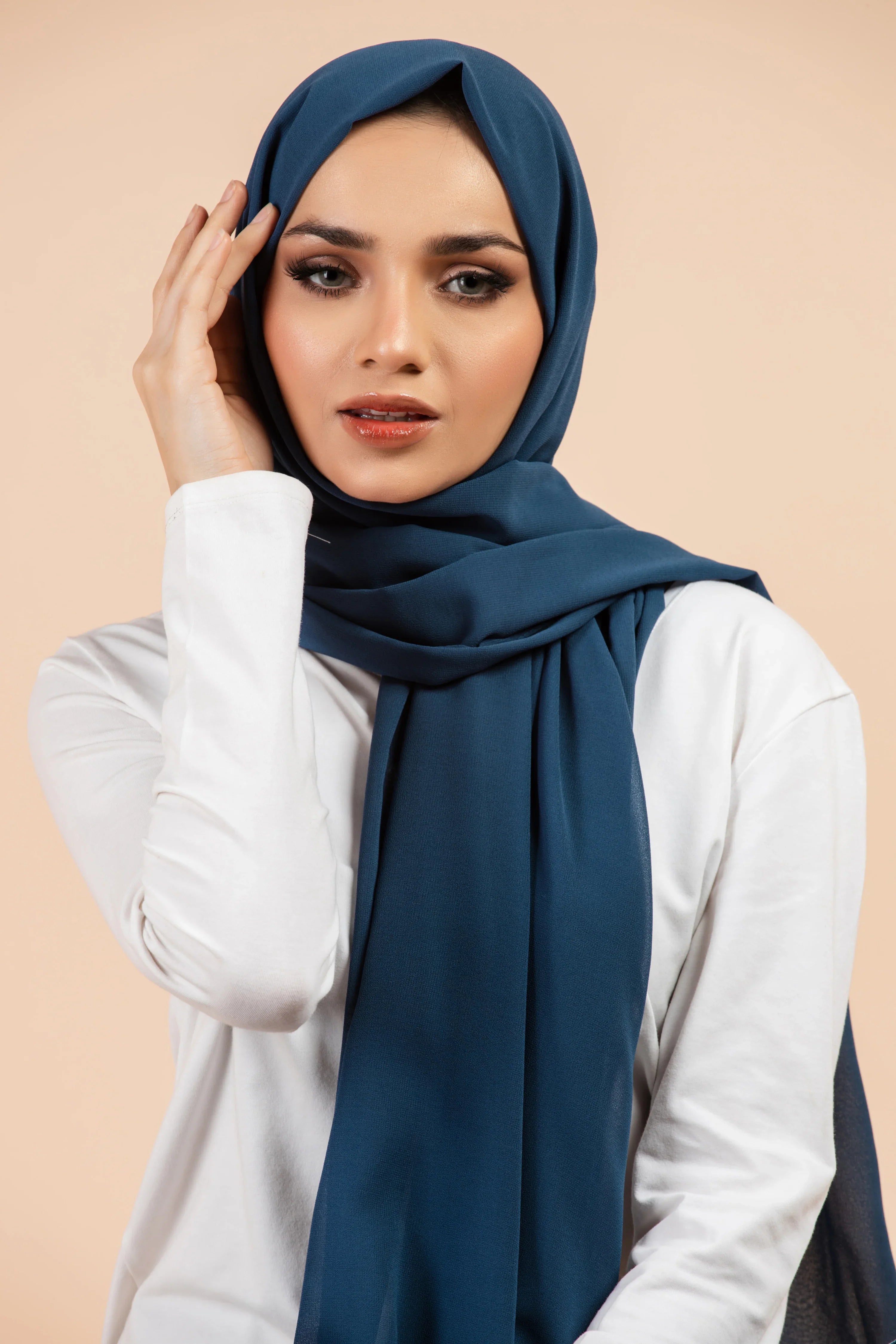 Premium Georgette - Yale Georgette Hijab close-up of smooth georgette fabric texture.
